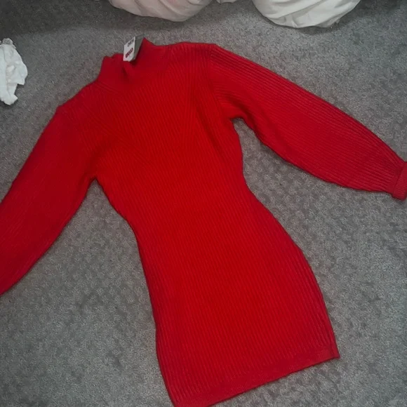 H&M | Dresses | Nwt Hm Red Sweater Dress Xs | Poshmark